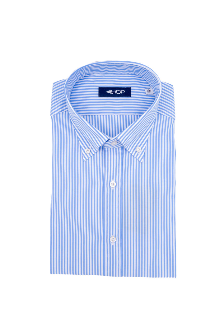 Camicia button down in cotone a righe bianche e azzurre