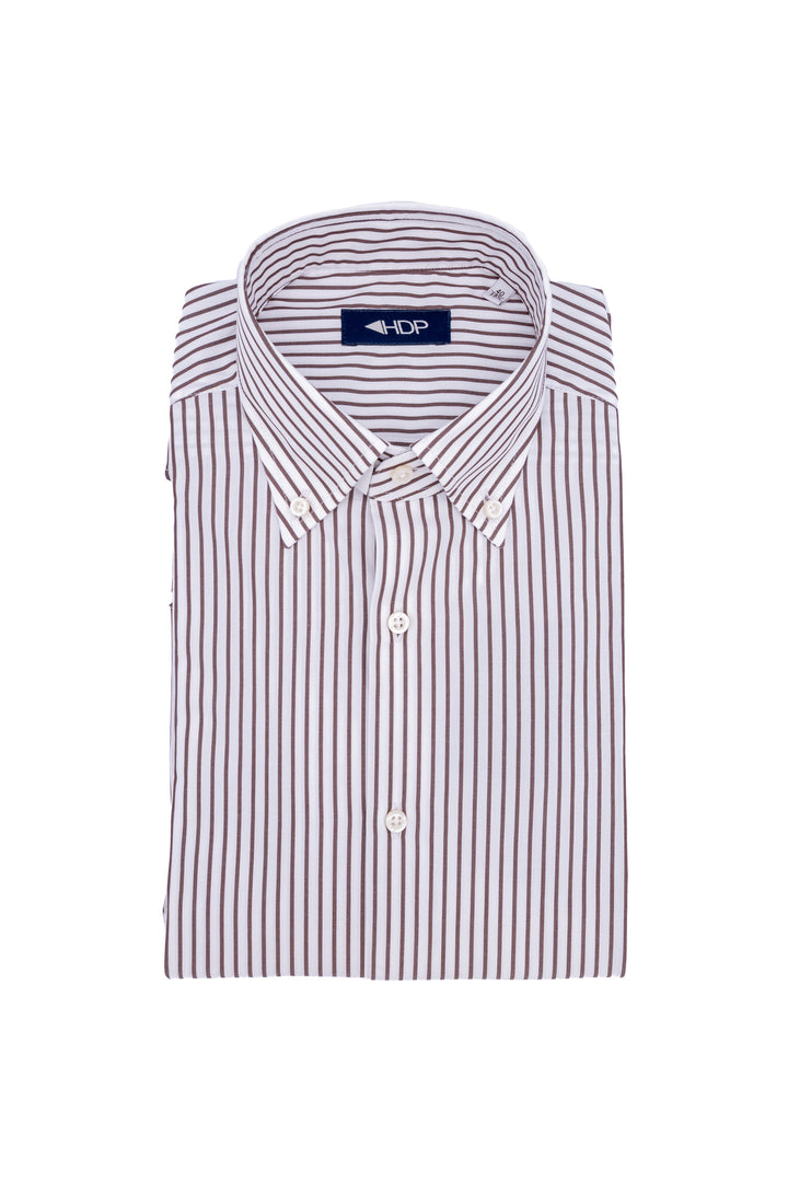 Camicia button down bianca in cotone a righe bordeaux