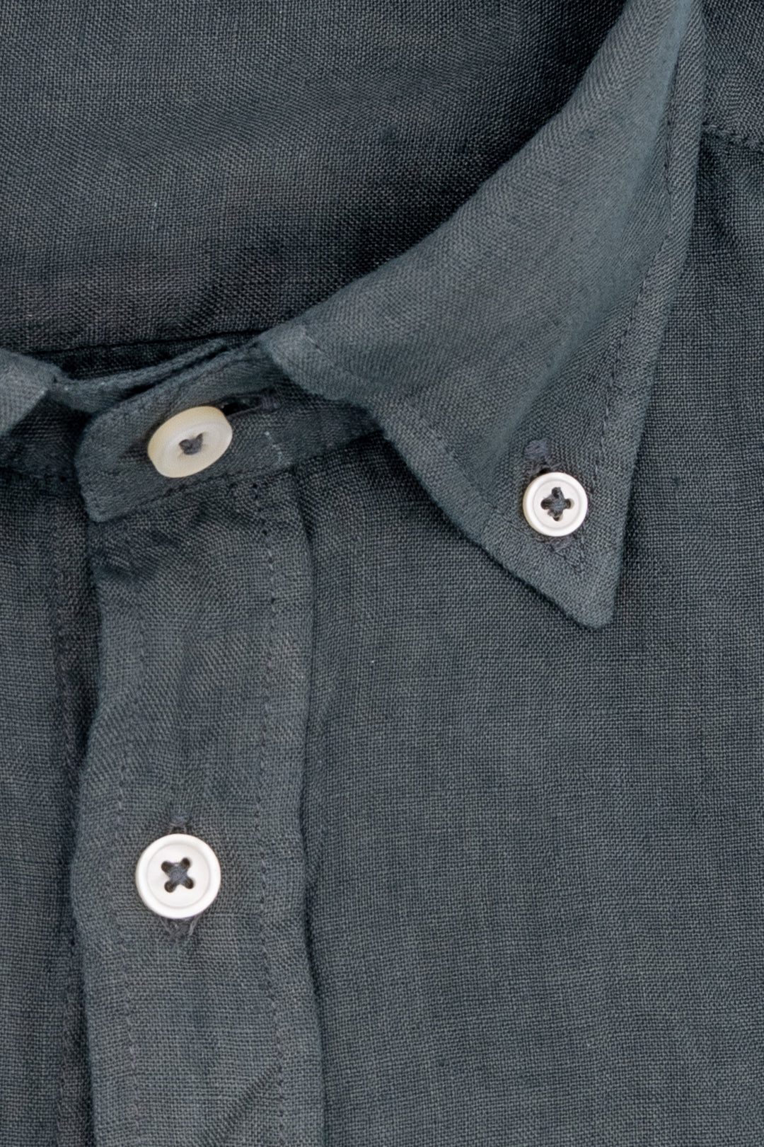 Dark slate slim button-down shirt in linen