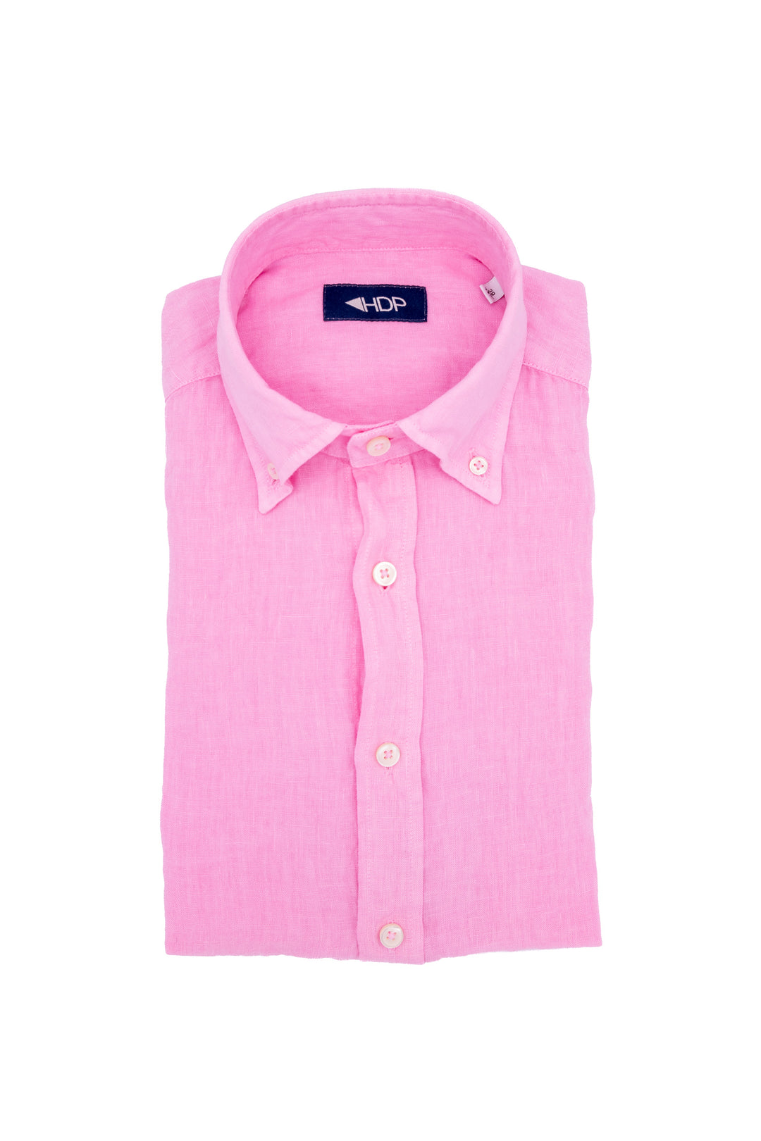 Camicia slim button down rosa in lino