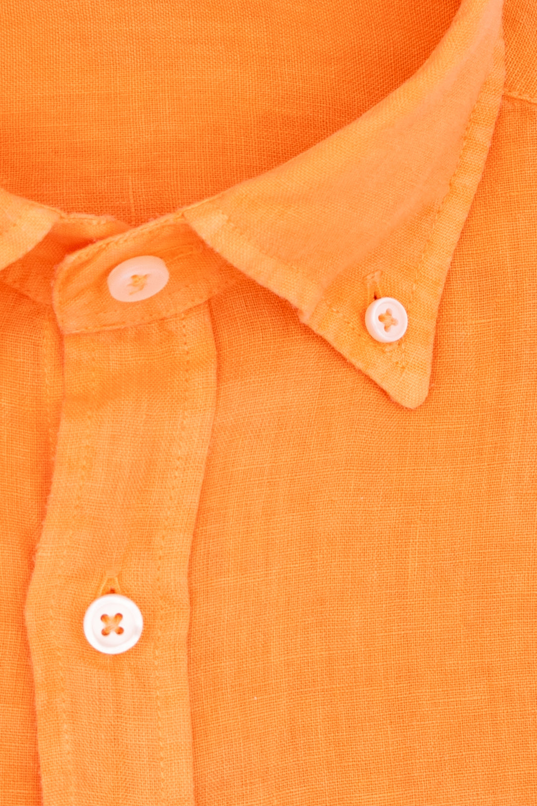 Camicia slim button down arancio in lino