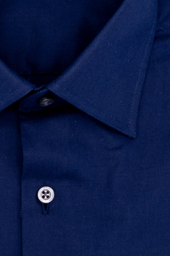 Camicia slim button down blu scuro in cotone