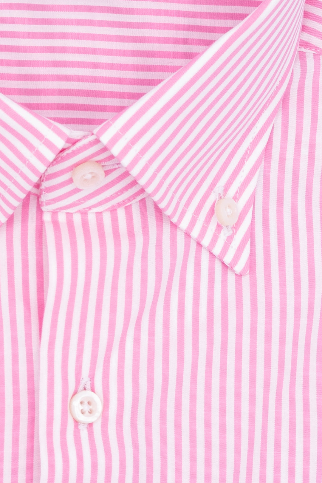 Camicia slim button down in cotone a righe bianche e rosa