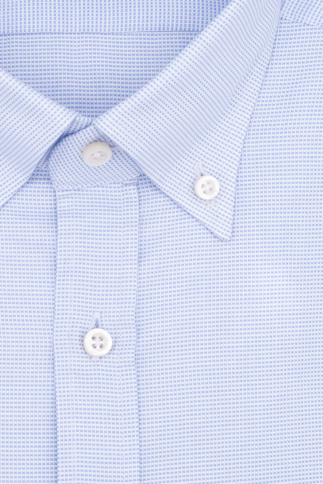 Camicia slim button down azzurra in cotone con microstampa geometrica