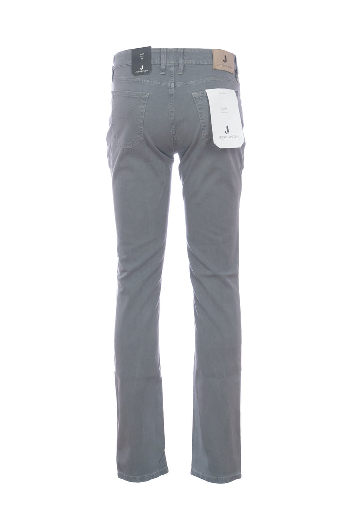 JECKERSON Pantalone 5 tasche “JOHN” grigio in cotone con toppa in nido d'ape - Mancinelli 1954