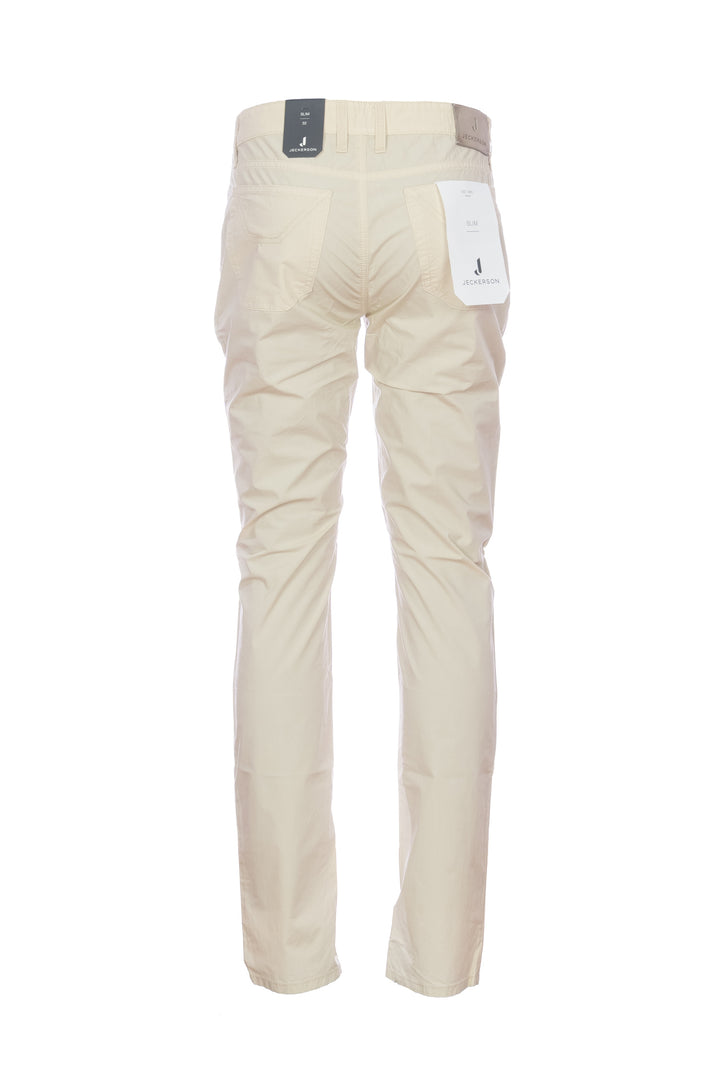 JECKERSON Pantalone 5 tasche “JORDAN” beige chiaro in cotone ultraleggero - Mancinelli 1954