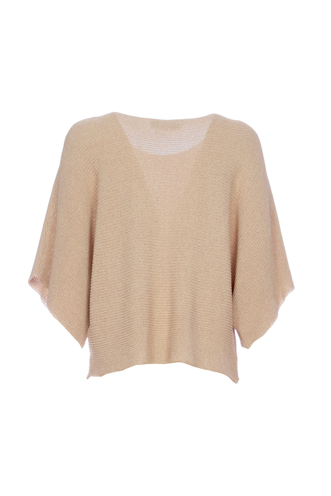 Maglia ampia natural in cotone e lurex con scollo largo