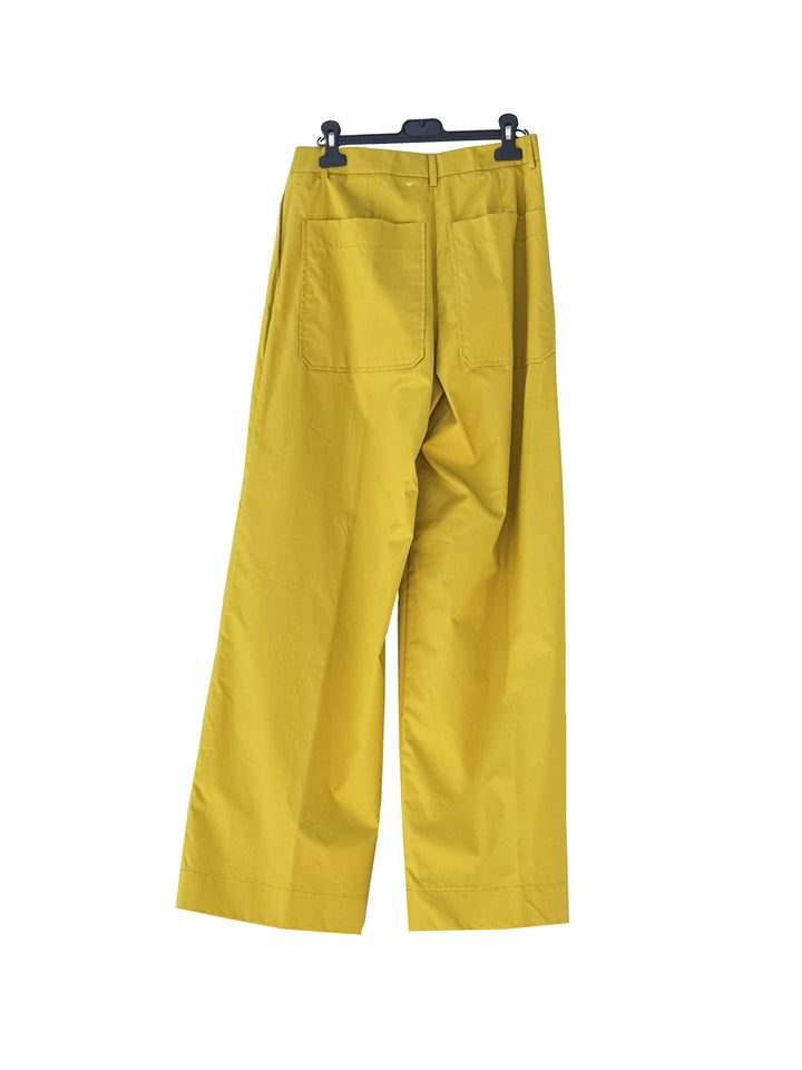 Pantaloni lime a gamba larga in cotone con pinces