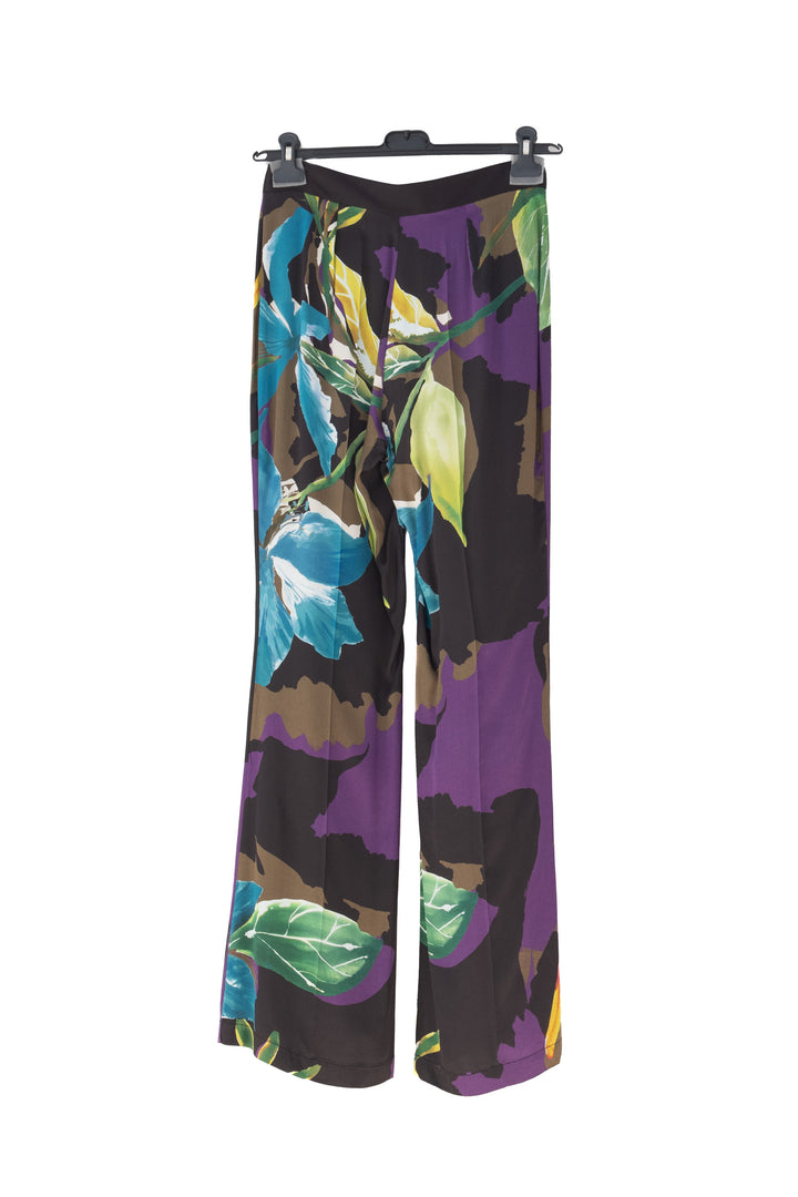 Pantalone stampato a vita alta flare fit