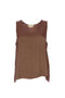 Top col rond en satin marron