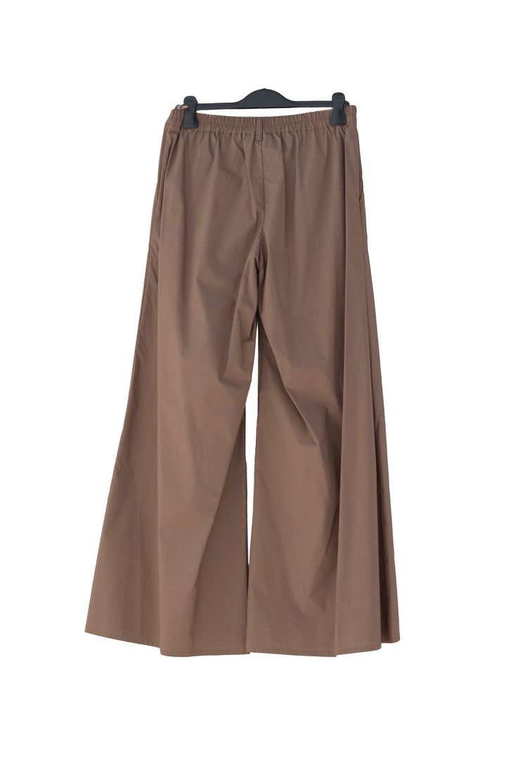 Pantalone maxi palazzo tortora in tela paracadute