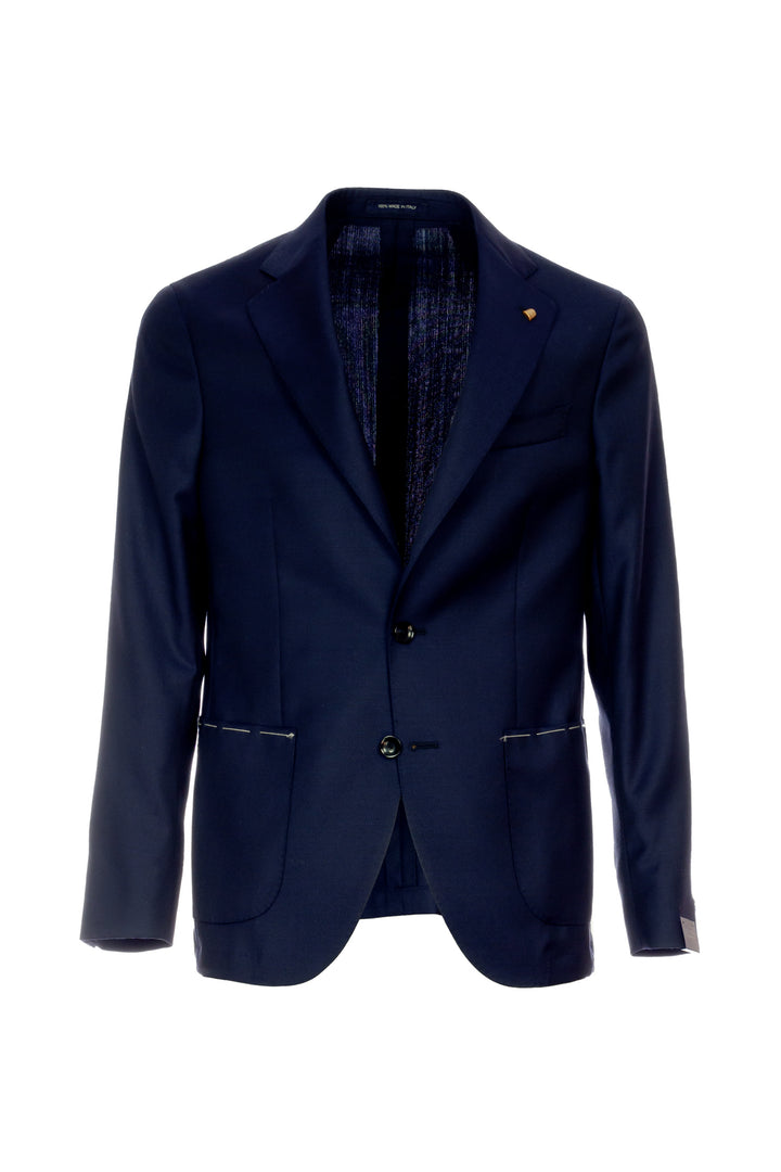 Two-button dark blue unlined wool jacket
