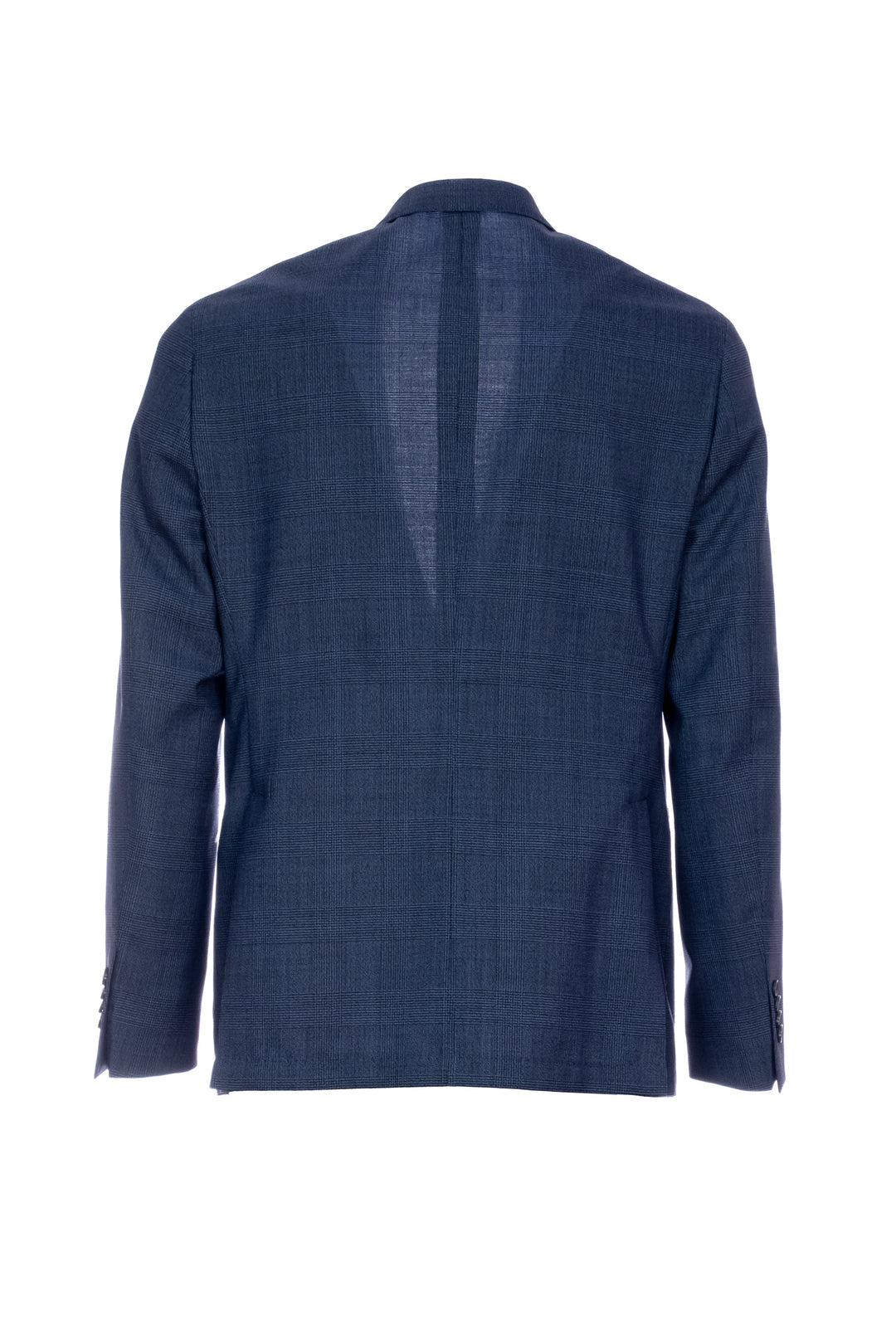 Veste en laine à deux boutons en tartan bleu non doublée