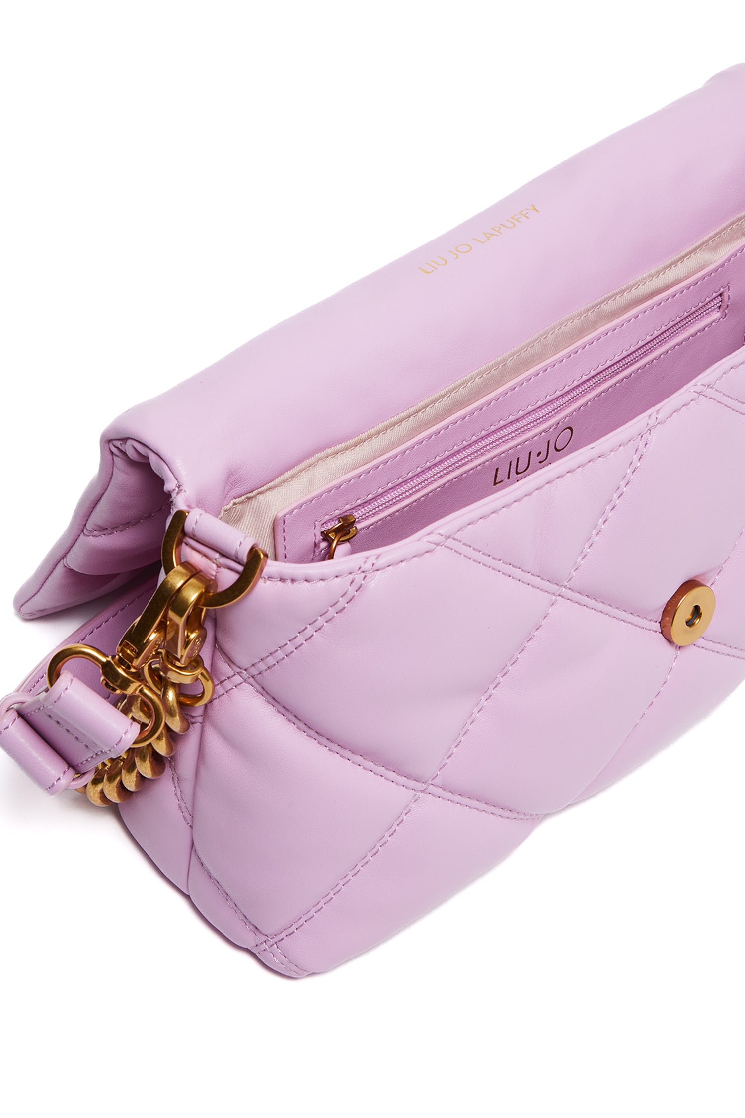LIU JO LaPuffy lavender bag in matelassé with removable shoulder