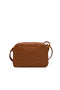 Borsa a tracolla marrone effetto intrecciato con logo
