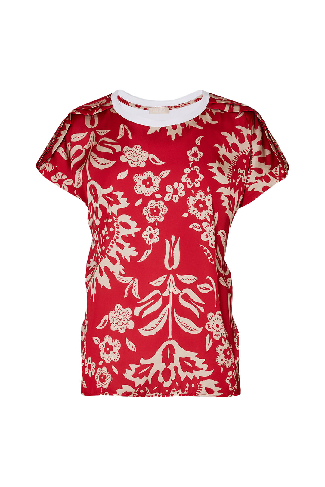 LIU JO T-shirt bianca con stampa arazzo rossa frontale - Mancinelli 1954