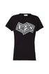 T-shirt nera in cotone con stampa LIU JO e applicazioni