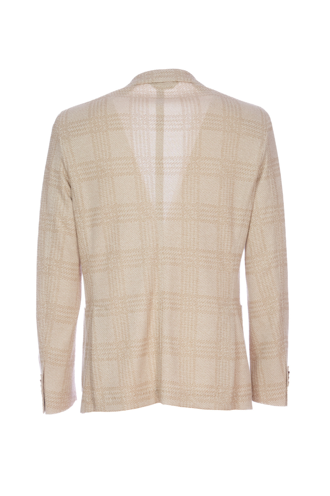 Veste beige à motifs à deux boutons, non doublée, en coton et lin mélangés