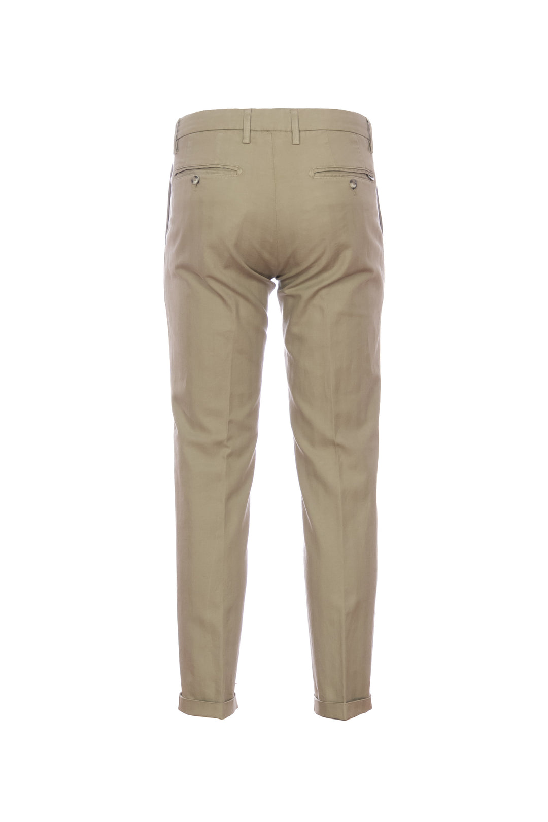 RE-HASH Pantalone chinos “MUCHA-P1C” sabbia a righe in cotone e lino con risvolto - Mancinelli 1954