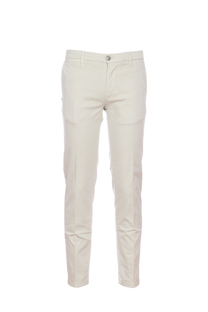 Beige “MUCHA” chinos in tencel cotton with turn-up