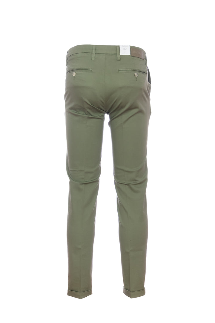 RE-HASH Pantalone chinos “MUCHA” verde in cotone tencel con risvolto - Mancinelli 1954