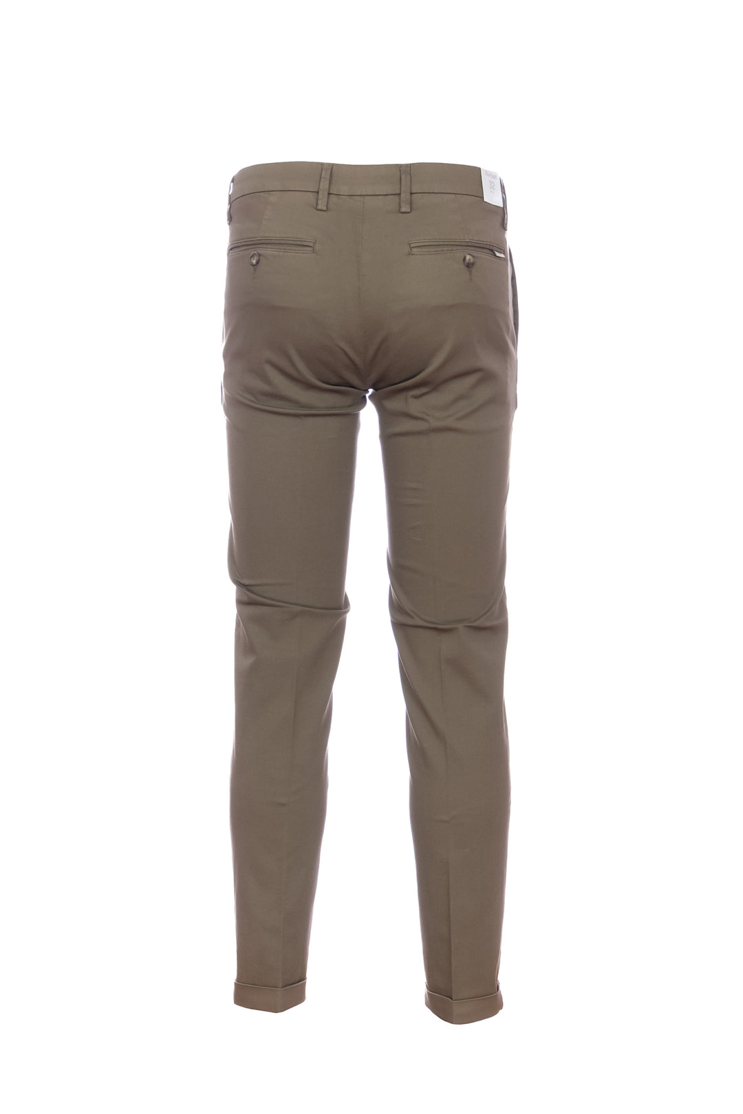 Brown “MUCHA10” chinos in tencel cotton with turn-up