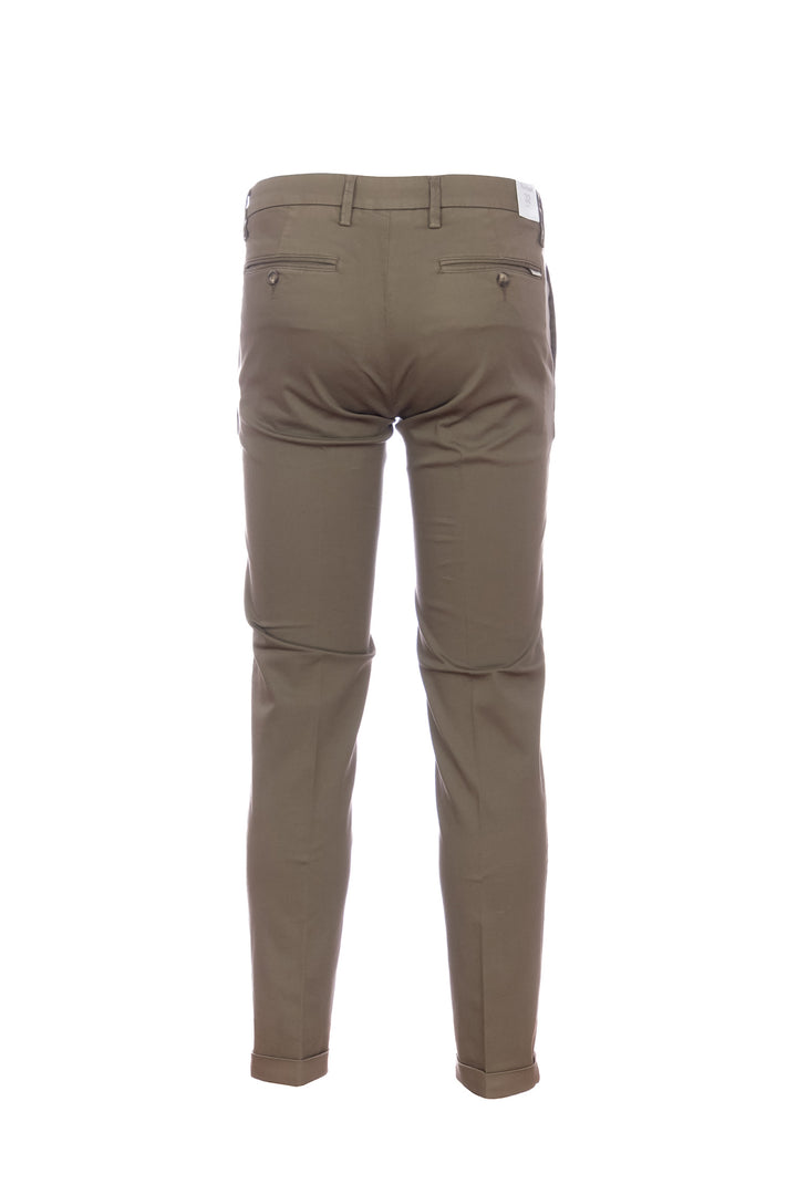 Brown “MUCHA10” chinos in tencel cotton with turn-up