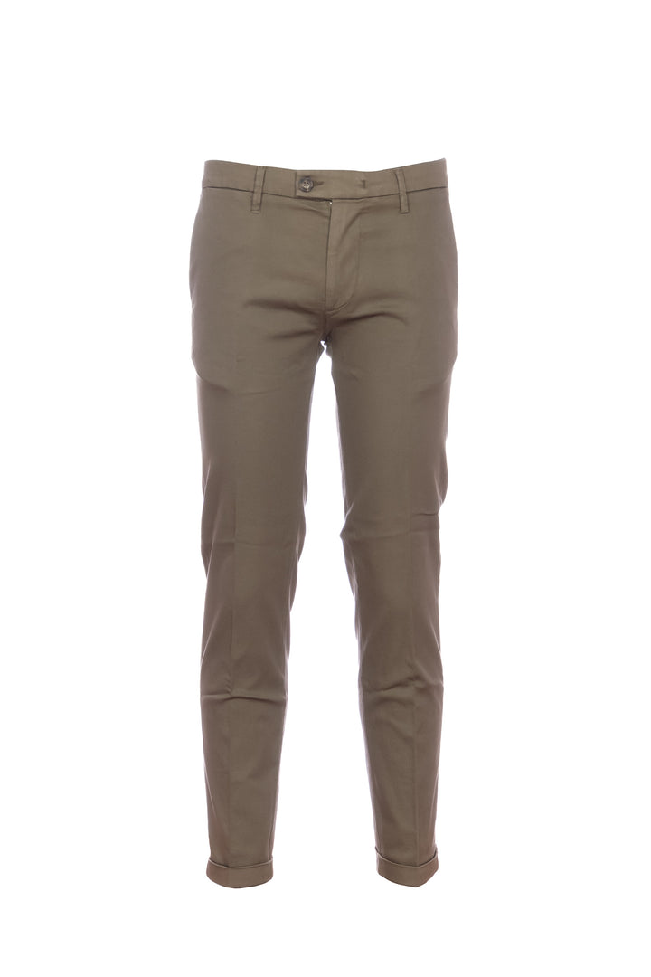 Brown “MUCHA10” chinos in tencel cotton with turn-up