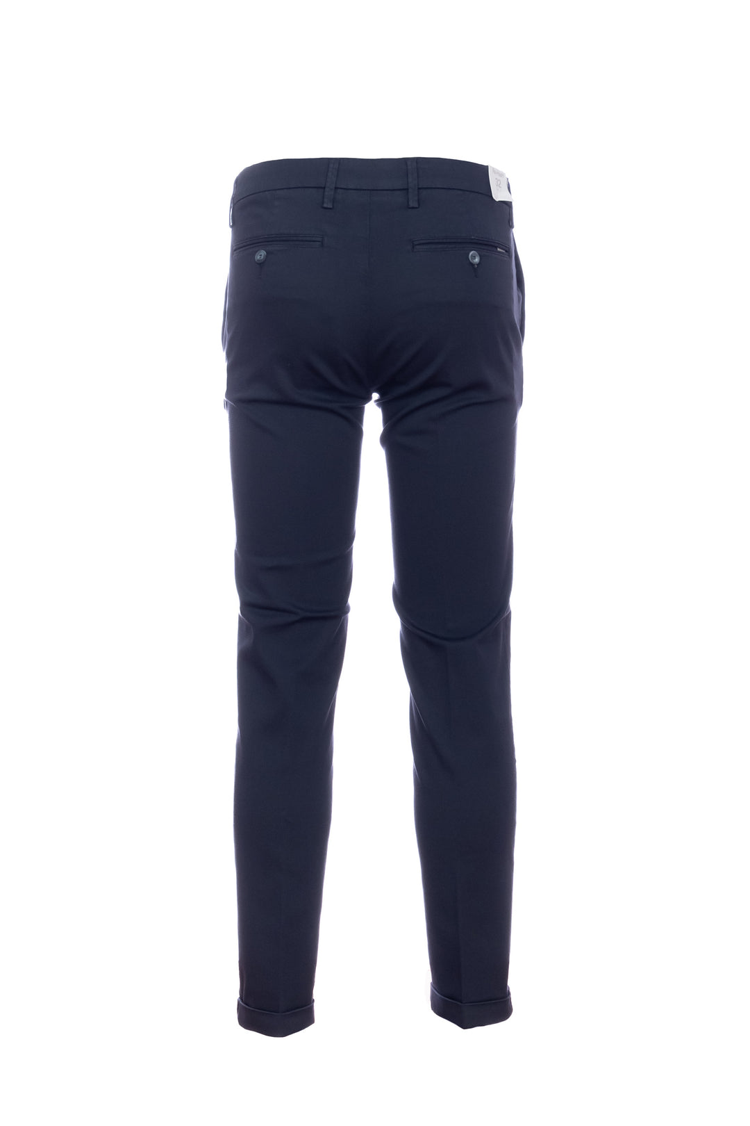 Pantalone chinos “MUCHA10” blu scuro in cotone tencel con risvolto