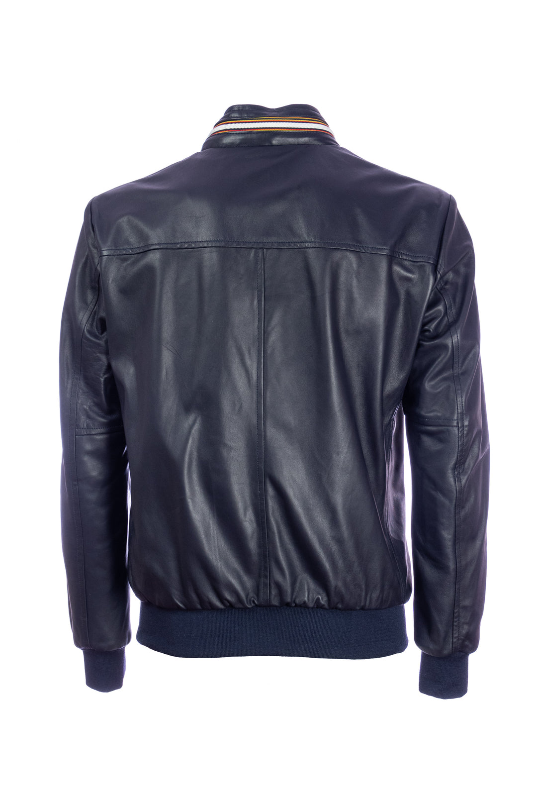 SOMETHING SPECIAL Giacca bomber reversibile blu-biscotto in pelle - Mancinelli 1954