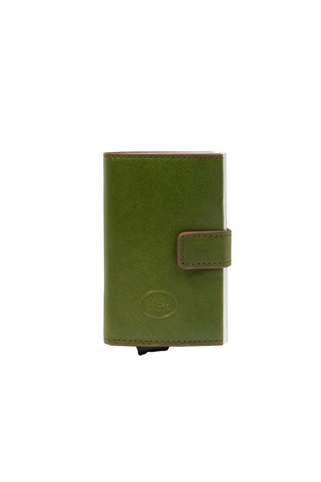 THE BRIDGE Porta carte di credito verde in pelle meccanismo pop-up - Mancinelli 1954