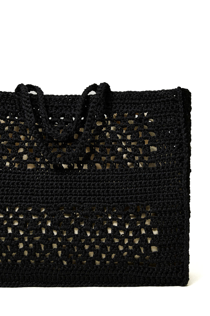 TWINSET Borsa shopper 'Bohémien' crochet nera - Mancinelli 1954
