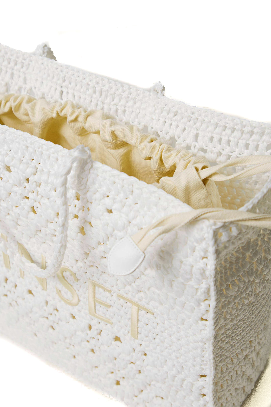 TWINSET Borsa shopper 'Bohémien' crochet bianco neve - Mancinelli 1954