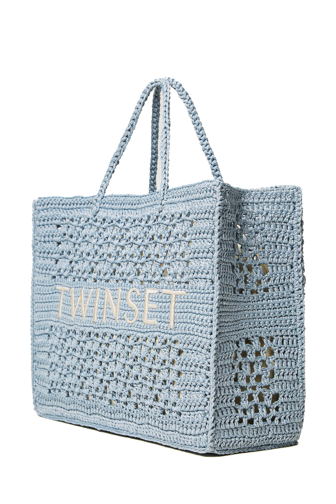TWINSET Borsa shopper 'Bohémien' crochet azzurra - Mancinelli 1954