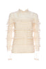 Blusa avorio in tulle plumetis e pizzo