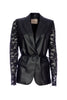 Black leather effect blazer jacket with lace