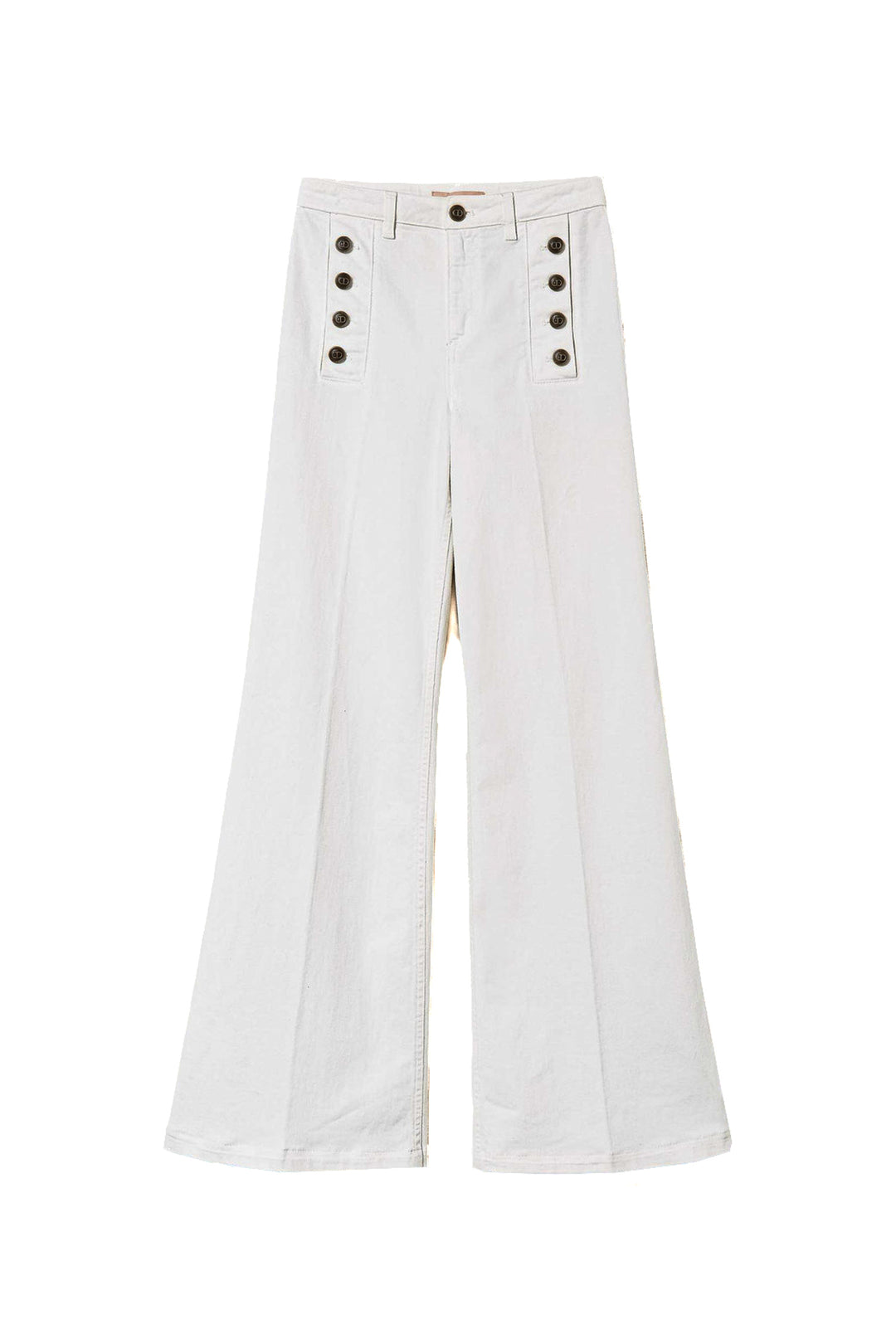 TWINSET Jeans flare bianco con bottoni décor - Mancinelli 1954