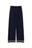 Pantaloni in maglia jacquard blu con catene