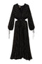 Robe longue en georgette noire avec broderie