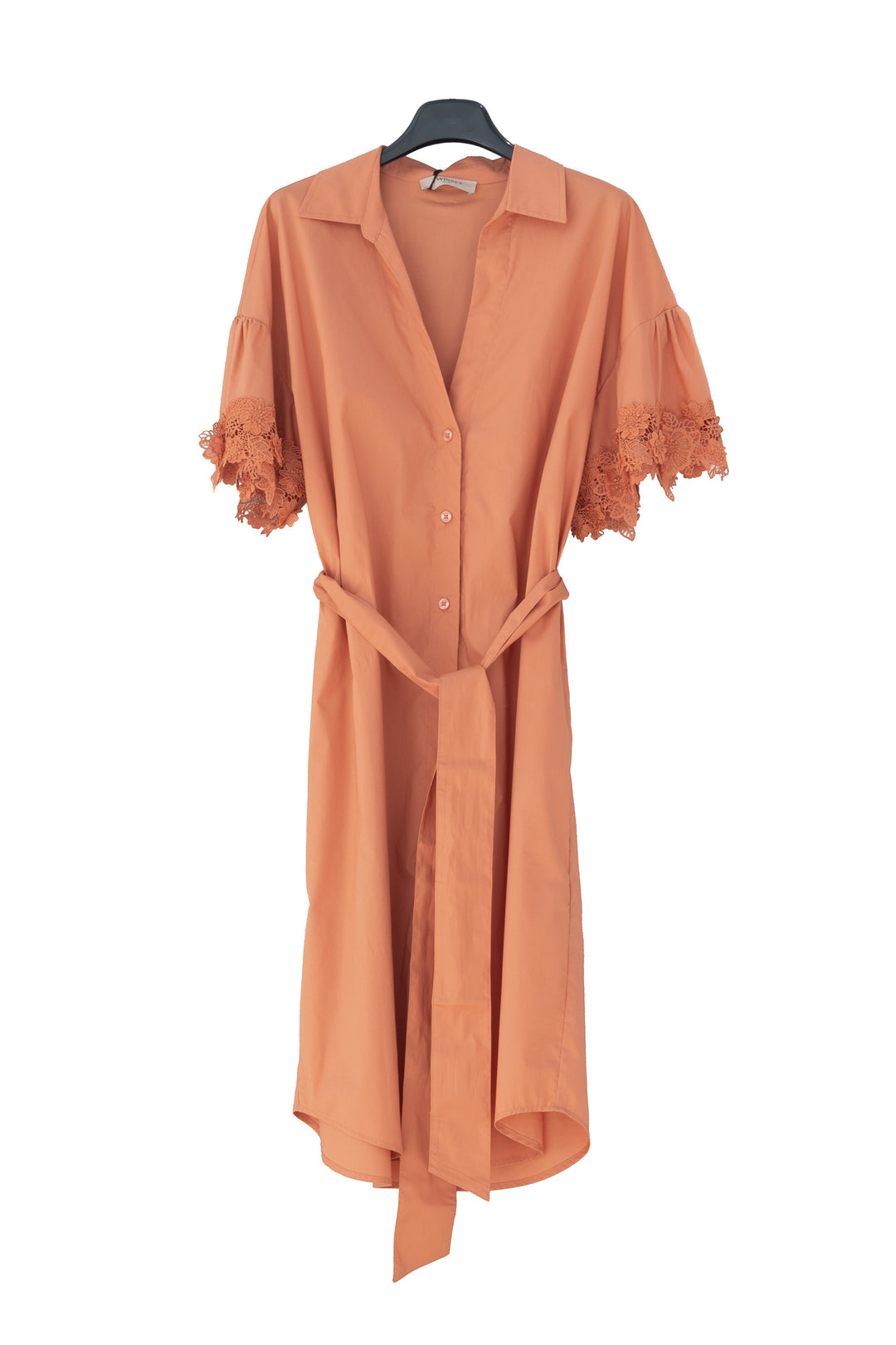 TWINSET Abito longuette sunset in popeline con patch floreali