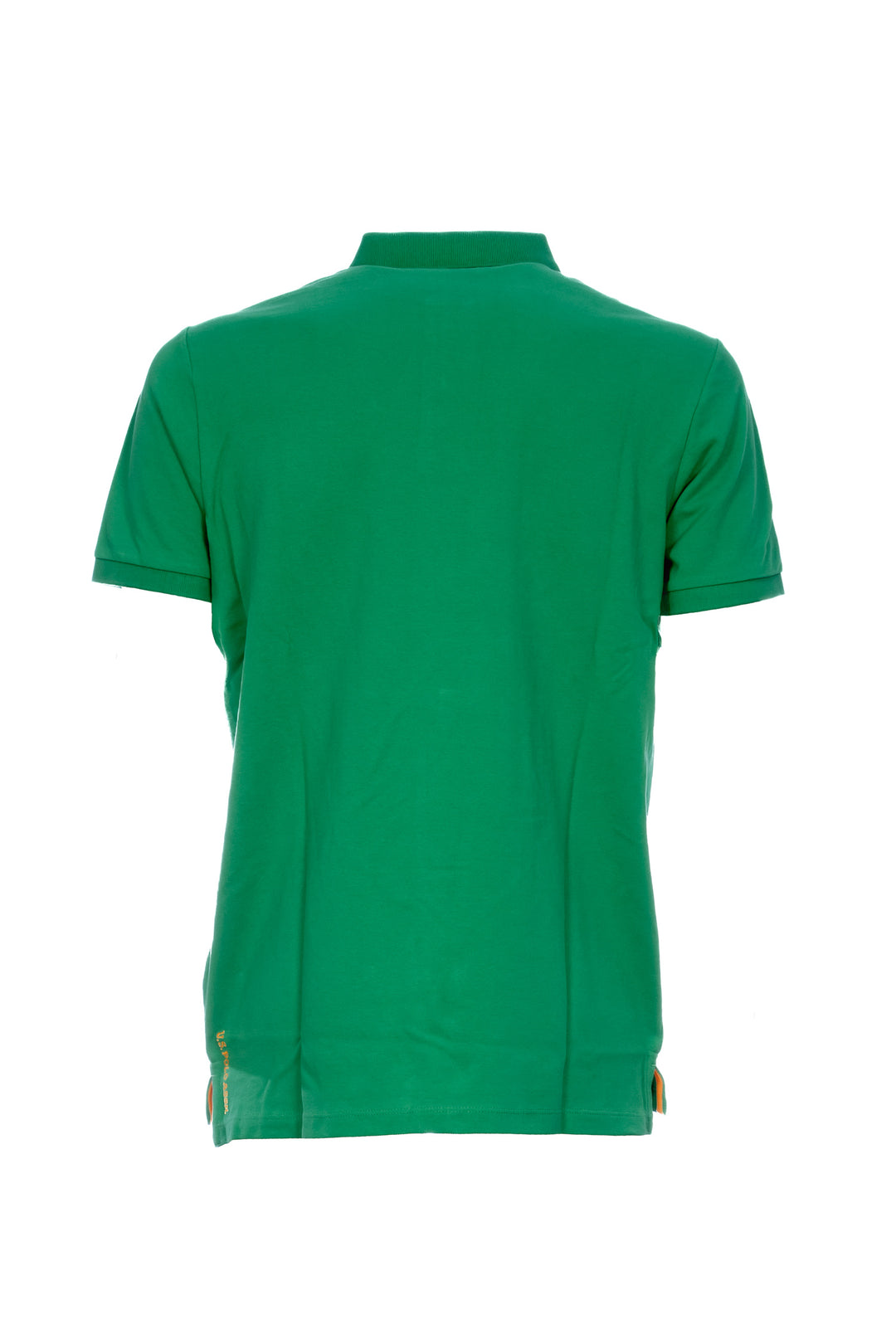 Green cotton pique polo shirt with logo embroidered on the chest