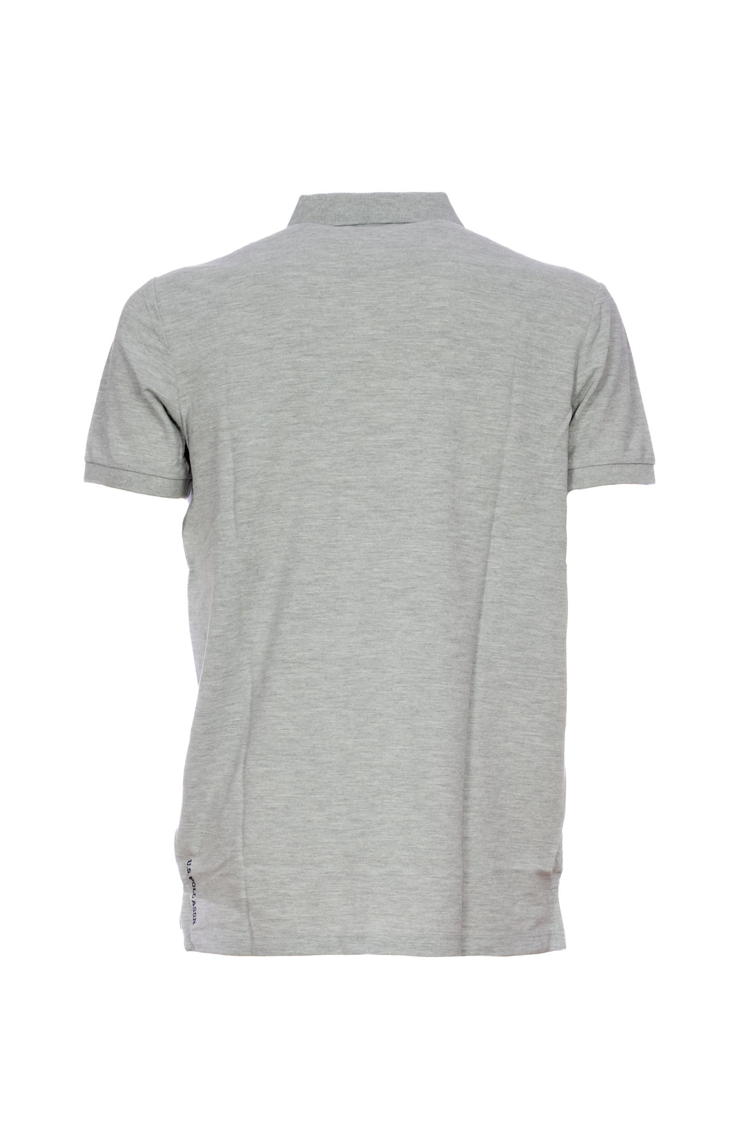 Gray cotton pique polo shirt with logo embroidered on the chest