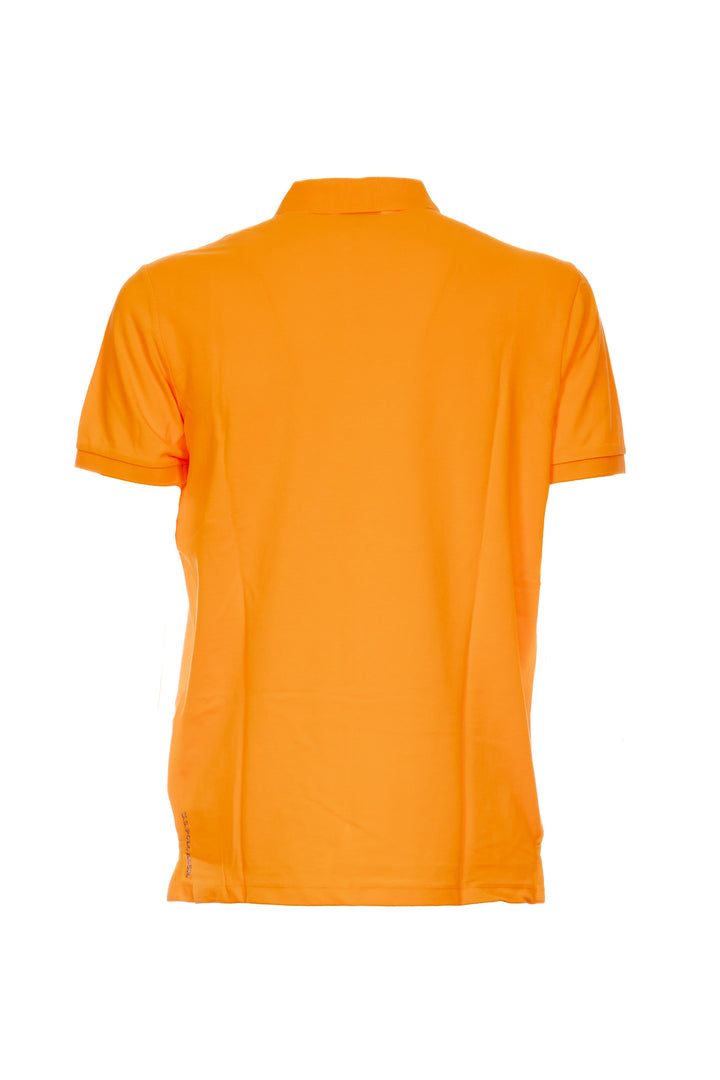 Orange polo shirt in cotton piqué with logo embroidered on the chest