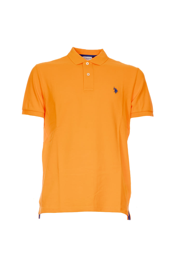 Orange polo shirt in cotton piqué with logo embroidered on the chest