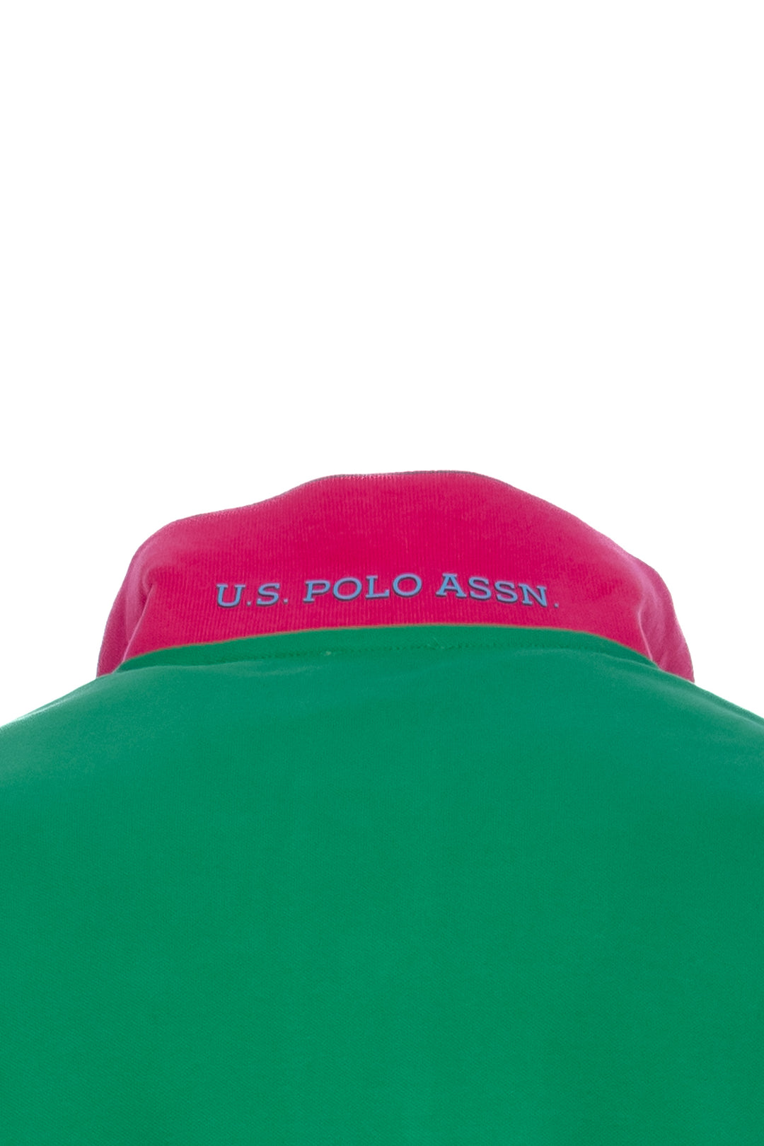 U.S. POLO ASSN. Polo verde in cotone stretch con logo ricamato e maniche multicolor - Mancinelli 1954