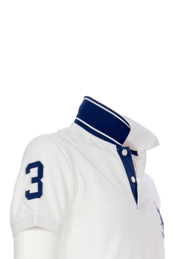 U.S. POLO ASSN. Polo bianca in cotone con logo ricamato sul petto e numero sul braccio - Mancinelli 1954