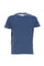 T-shirt blu melange in cotone con logo ricamato