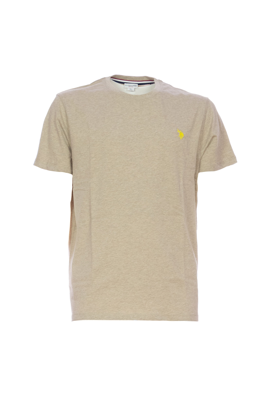 U.S. POLO ASSN. T-shirt beige melange in cotone con logo ricamato - Mancinelli 1954