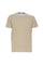 T-shirt beige melange in cotone con logo ricamato