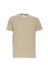 T-shirt beige melange in cotone con logo ricamato